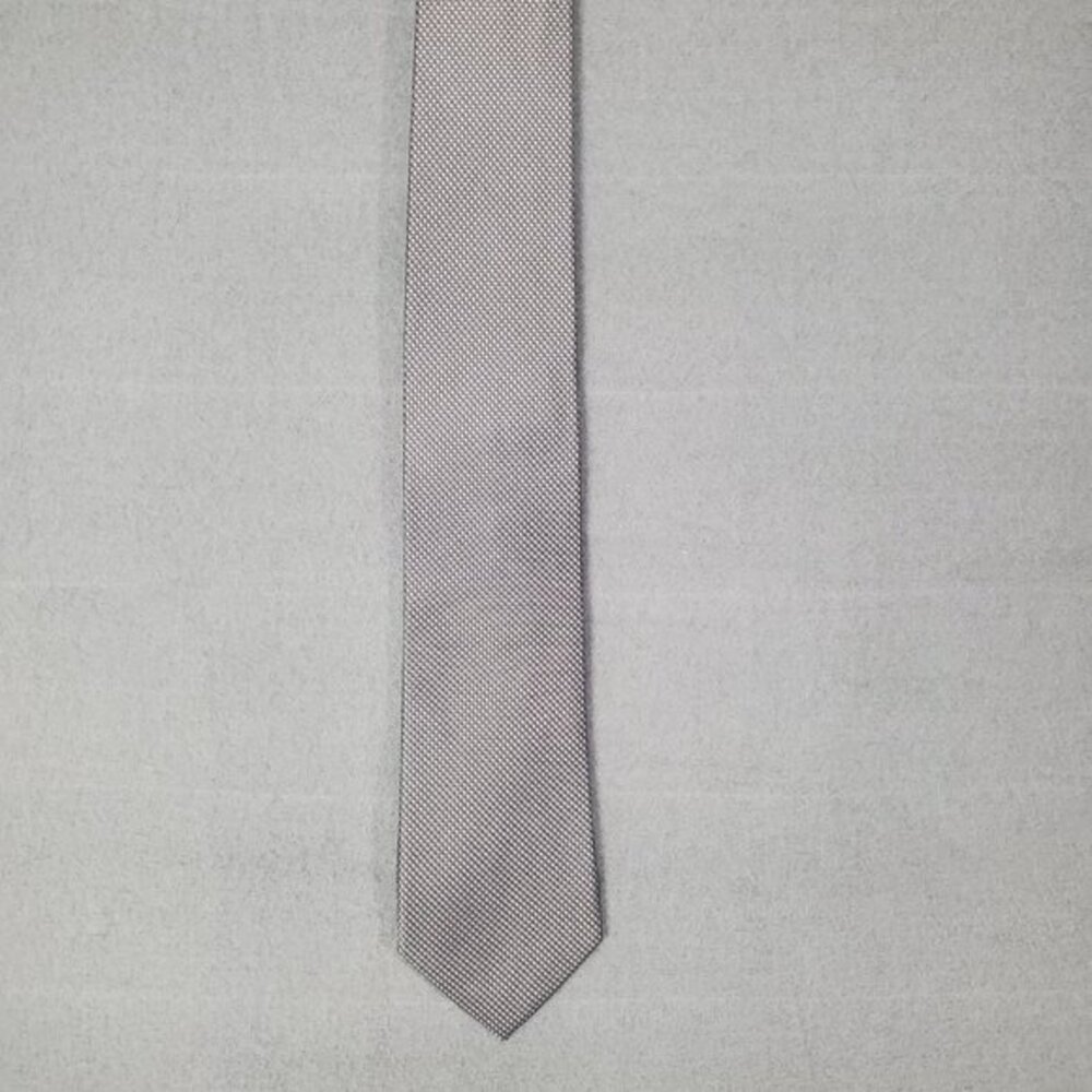 Michael Kors MMK Mens Classic Professional Silk Tie Silver Gray Micro-Textured - Picture 7 of 9